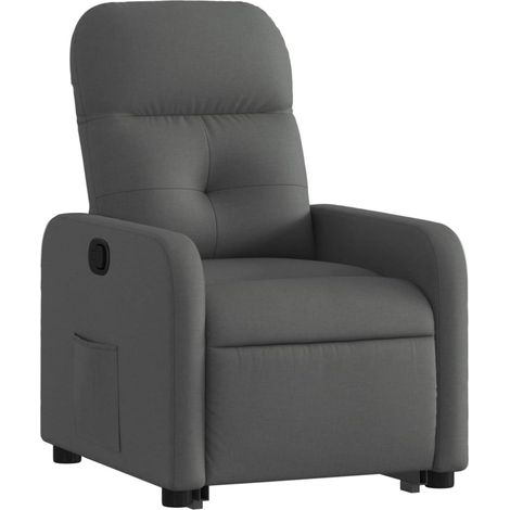 Poltrona relax TV rivestimento confortevole funzione sollevamento elettrico in tessuto grigio scuro DEC027960