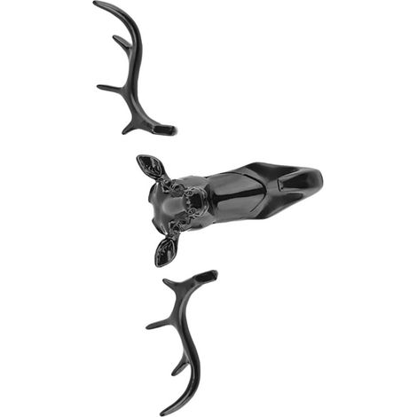 Porte-manteau mural Tête de Cerf Crochet Patère Métal Noir Déco Maison Chambre Accroche Murale (1/5)