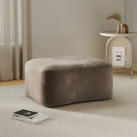 Puf otomano 96x69x45 cm marrón, sin montaje, tapizado en terciopelo para salón MEUBLIV (1/5)