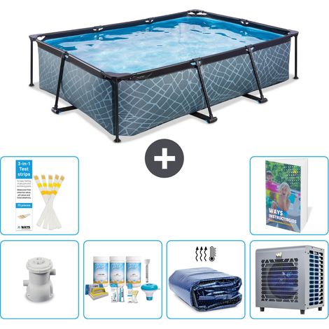 Exit Pool Rechteckig - Steinoptik - 300x200x65 cm - 7-teilig S302 (1/5)