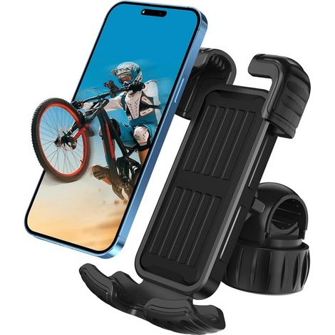 Soporte para teléfono para bicicleta,Soporte ajustable 360° para manillar,Sistema de montaje rápido,Para bicicletas eléctricas,Negro (1/5)