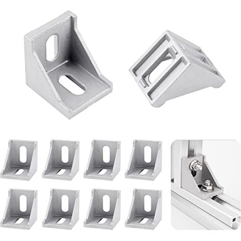 Lot de 8 Profilés d'Angle en Aluminium 40 x 40 mm - Rainure 8 mm - Raccords 90° - Matériel de Fixation en L - Pour Profilé 40 x 40 mm (1/4)