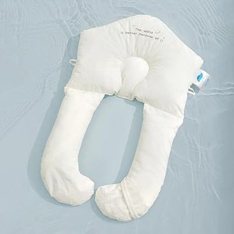 Coussin de positionnement latéral, Coussin doux respirant, 72 x 45 cm, soutien corps entier, forme U, tête plate, blanc (1/4)