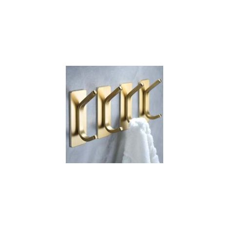 Crochets à serviettes/crochets adhésifs – Crochets muraux dorés brossés pour suspendre manteau, chapeau, crochet à serviette, salle de bain et chambre à coucher, lot de 4, acier inoxydable- Crezuo (1/4)
