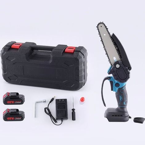 TRADE SHOP - Mini Motosega Elettrica 6" 2 Batteria Da 48 V Per Potatura Taglio Con Valigetta Accessori - (1/5)