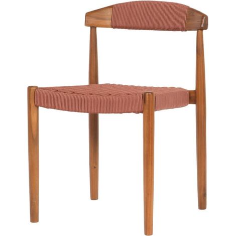 Amadeus - Chaise de salle à manger Tressia en acacia et corde terracotta finition noyer (lot de 2) (1/4)