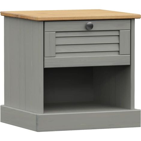 Table de chevet VIGO gris 42x35x40 bois de pin massif (1/5)