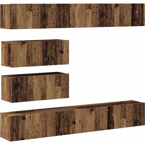 Maison Exclusive - 6-tlg. TV-Schrank-Set Wandmontage Altholz-Opti