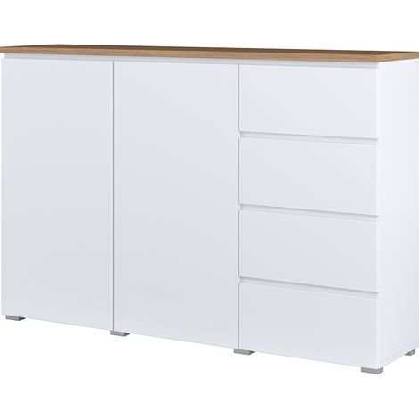 Buffet 2 ante 4 cassetti Liko bianco e marrone 100,4cm