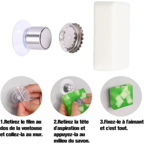 Porte-Savon Magnétique - Ventouse Puissante - Salle De Bain Douche - Lot De 3 (1/4)