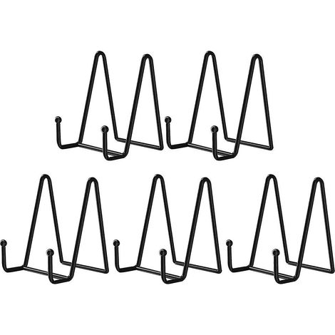 Lot de 5 supports en métal noir de 11 cm (4,3 pouces) pour photos, assiettes décoratives, livres (1/5)