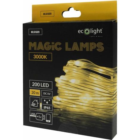LUCI MAGICHE 200 LED 3000K 20M DC5V                                                                      - Luce CALDA