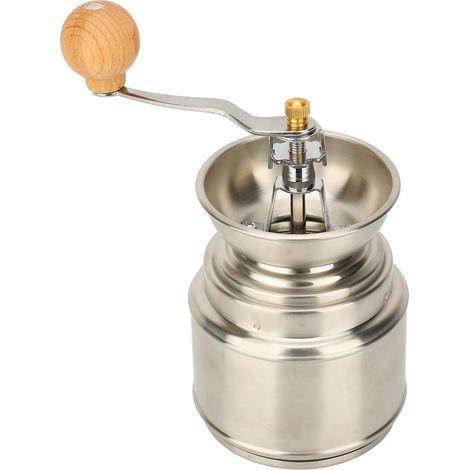 Moulin à café manuel en acier inoxydable et bois massif, moulin à manivelle pour usage domestique, moulin multifonctionnel pour noix et épices, capacité de 2 à 8 portions, facile à utiliser