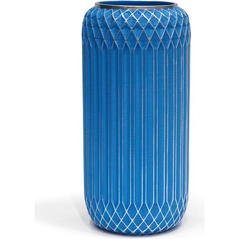 Grand vase bleu moderne, formes uniques, 28 cm, géométrique, imperméable, fleurs séchées, décoration de table, bureau, salon, chambre, cuisine, fête des mères, Thanksgiving, résine, oblong (1/5)