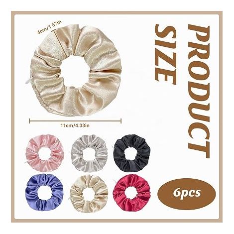 Hair Scrunchie With Hidden Zipper Pocket, Hair Ties With Pocket, Scrunchies With Zipper Pocket, Satin Ponytail Holder Hair Ties Hair Accessories (1/4)
