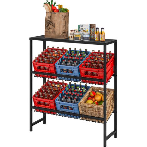 Étagère de rangement réglable en hauteur, en métal robuste, design compact, capacité de charge de 210 kg, noire