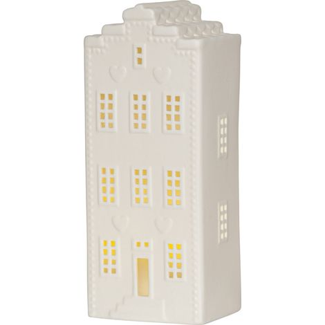 Star Trading Maison lumineuse 'Vinter', céramique, lumière de Noël avec piles + minuterie, blanc chaud, H 21 cm (1/4)