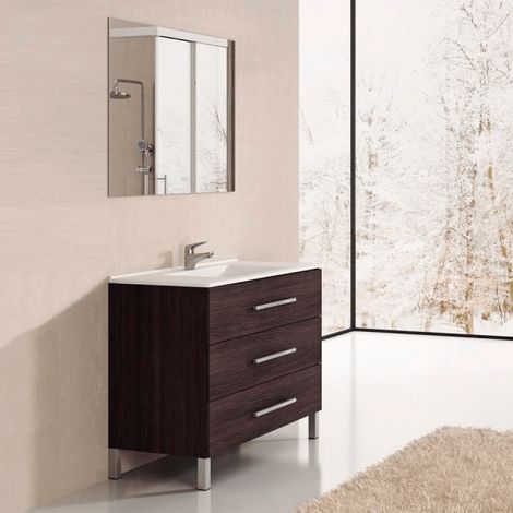 Mueble de baño Ribera con lavabo y espejo. Se envía montado 60CM Roble Sinatra
