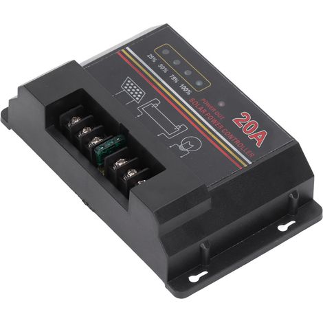 Régulateur de charge solaire 12V 20A, microprocesseur CPU haute vitesse, protections multiples, transmission de données, contrôleur de panneau solaire à décharge intelligente (1/5)