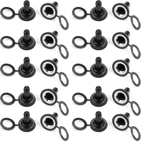 20 pièces capuchon caoutchouc étanche pour interrupteur à bascule 12mm noir (1/5)