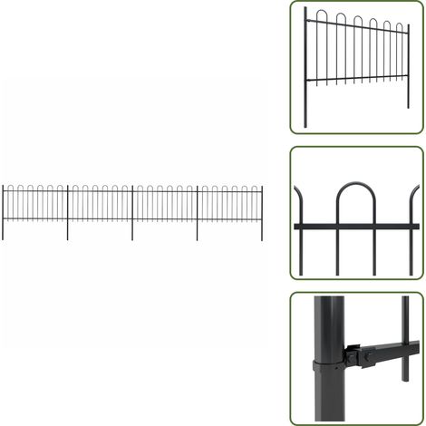 Clôture de jardin avec dessus en cerceau Acier 6,8 x 1 m Noir - Clôture De Jardin - Clôture En Acier - Clôture Decorative - Clôture Noire - Clôture Résistante (1/5)