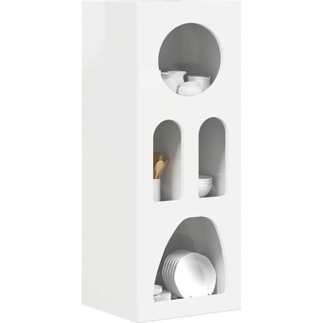 Buffet Bas de Cuisine Blanc Brillant, Meuble Rangement avec 2 Portes et Tiroir, Bois d'Ingénierie, 40 x 35 x 100,5 cm (1/5)