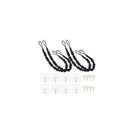 Juego de 4 soportes de cortina de cuentas de madera estilo bohemio con ganchos para decoración de paredes y ventanas en dormitorios y comedores (Negro, 4 piezas) - Crezuo (1/4)