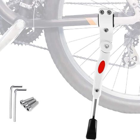 Cavalletto regolabile per mountain bike, bici da strada e bici pieghevoli, adatto a ruote con diametro da 22 a 27 pollici, colore bianco. (1/5)