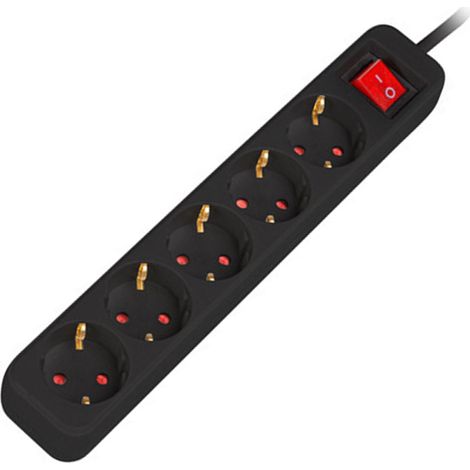 Lanberg - Multiprise avec 5 prises Schuko de Lanberg, couleur noire, 3m (1/4)