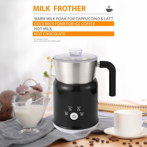 Mousseur à lait électrique Detachable avec base de puissance 23,67oz/700ml 5 en 1 pour latte et cappuccino - Noir 304 stainless steel (1/4)