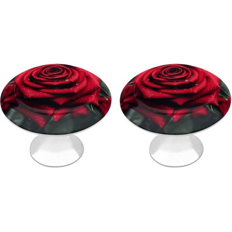 Boutons ronds en acier inoxydable ornés de roses rouges, pour (1/5)