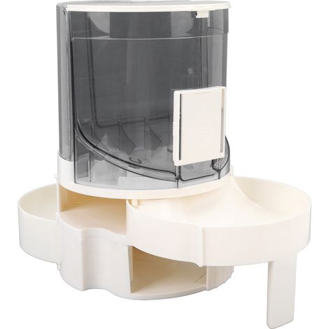 Distributeur automatique de croquettes pour chats et chiens, double compartiment pour aliments secs et humides, avec système de rangement rotatif, pour petits et moyens animaux (gris) (1/5)