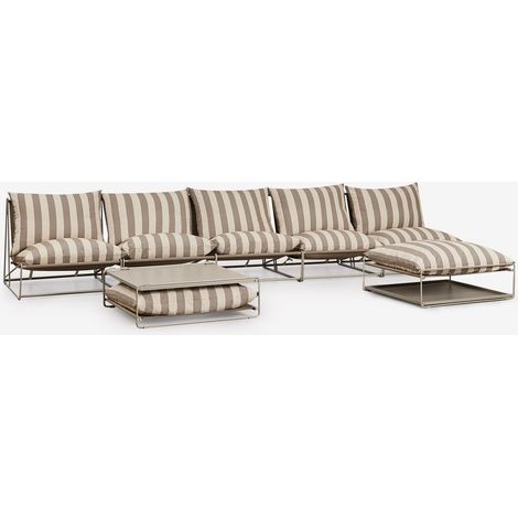 Set di divani modulari Amaro da 5 pezzi con tavolino laterale e pouf trasformabile SKLUM (1/5)