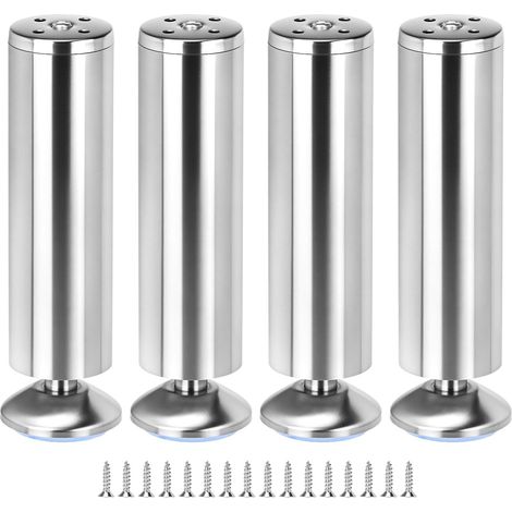 4 Pieds de meuble réglables, Acier inoxydable, Hauteur 20-20,7 cm, Capacité 100 kg, Pour canapé, lit, armoire (1/5)