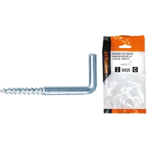 RAMPINO A VITE ZINCATO SELF WORKIT - MOD 19X50 MM 40X15,5X3,5 CF=PZ 6 - 5 confezione