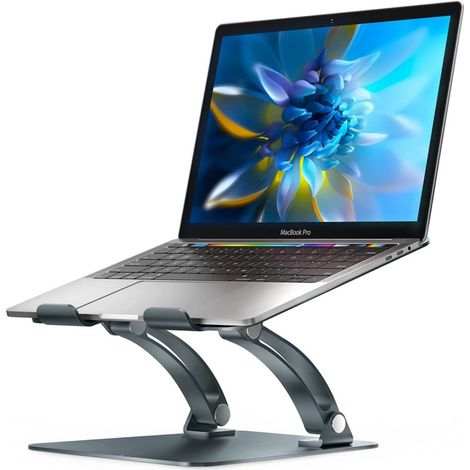Vollständig verstellbarer Laptopständer für den Schreibtisch, doppelt faltbares Aluminiumdesign mit Belüftungslöchern, ergonomisches Design, tragbares Schreibtischzubehör, passend für alle 10-17 Zoll 