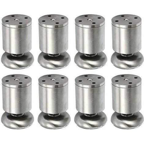 Pieds de meuble en acier inoxydable réglables 50 x 80 mm – Semelles en caoutchouc silencieuses – Lot de 8 pour tables et bureaux (1/4)