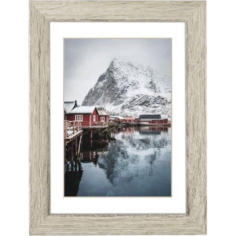 Cadre photo en bois "Oslo", pin gris, 10 x 15 cm
