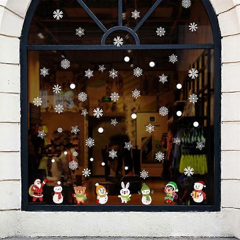 Adhesivos navideños para ventanas de cristal, calcomanías navideñas para ventanas, copos de nieve, decoraciones navideñas, pegatinas navideñas para ventanas para niños, pegatinas navideñas para ventan (1/5)