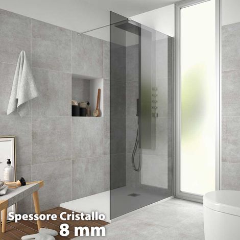 "PARETE DOCCIA WALK-IN """"ITACA"""" VETRO GREY Sp.8 mm PROFILO CROMO 157,5-160 cm"
