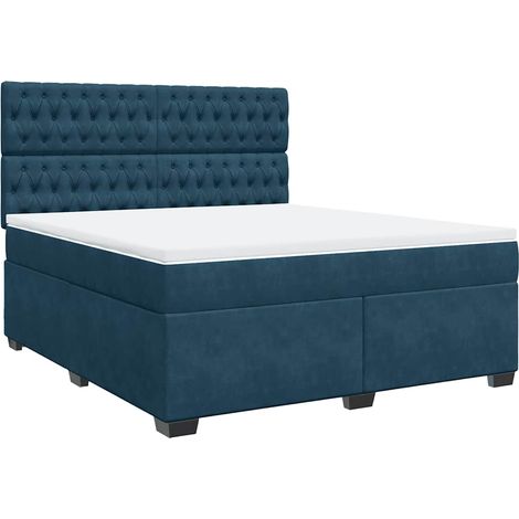 Maison Exclusive - Giroletto a Molle con Materasso Blu 180x200 cm in Velluto (1/5)
