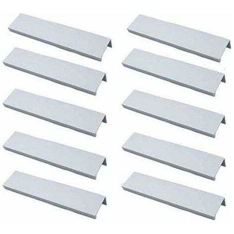 FENOPLASTICALot de 10 poignées de meuble invisibles en aluminium brossé – Entraxe 96mm – Résistance à la rouille – Installation facile avec vis fournies (1/5)