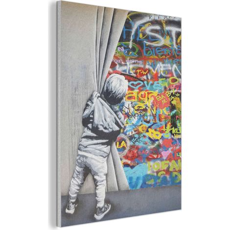 CUADRO ACÚSTICO Graffiti - Niño - Ilussie - Arte callejero Cuadros de Pared 70x100 (1/5)