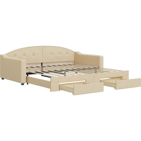 Maison Exclusive - Tagesbett Ausziehbar mit Schubladen Creme 100x