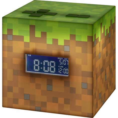 Minecraft Sveglia Digitale Blocco d’Erba Luce e Suono Ufficiale, Decorazione Cameretta Gamer (1/5)