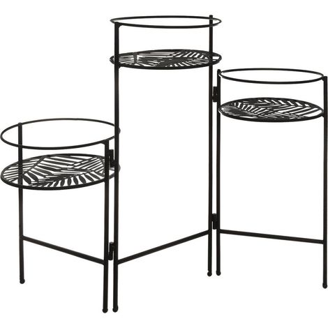 Lot de 3 portes plante en métal Leaf noir (1/3)