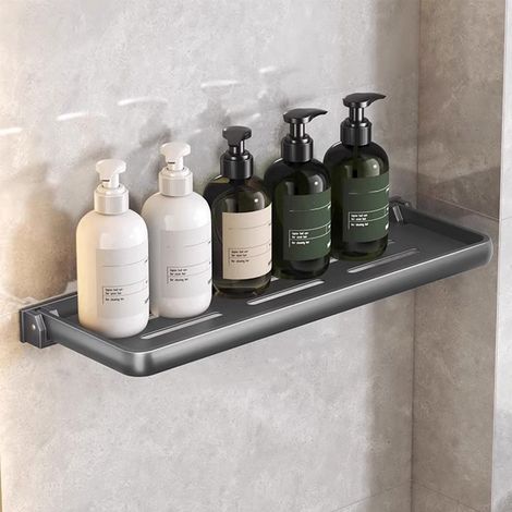 Rack De Rangement Pour Salle De Bain - Plateau Pliable En Alliage D Aluminium - Sans Perforation - Pour Lavabo Ou Baignoire - 40 cm - 1 Pièce (1/5)