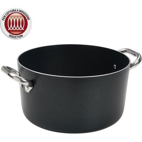 Agnelli al black casseruola alta per induzione in alluminio antiaderente cm 32