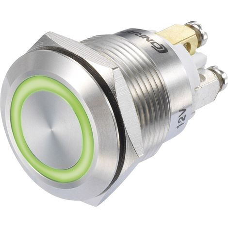 TRU COMPONENTS 1273003 GQ19F-10E/G/12V/S Drucktaster 48 V/DC 3 A 1 x Aus/(Ein) tastend Grün  IP65 1