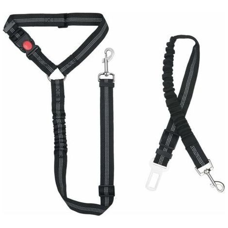 Nylon Dog Belt, Universal Adjustable Car Harness for Dog & Cat with Shock Absorption, 2 in 1 Dog Leash Durable Pet Safety Belt for Travel(Black) (1/4)